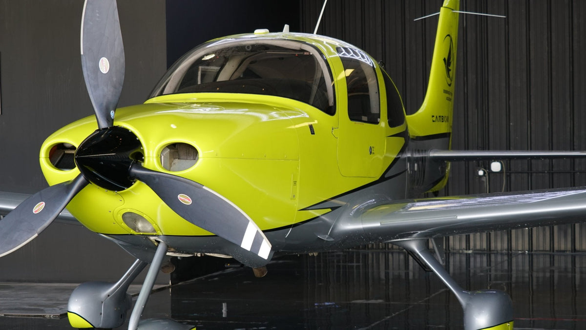 Cirrus SR22 side profile showing the four-seat cabin used on the luxury discovery flight